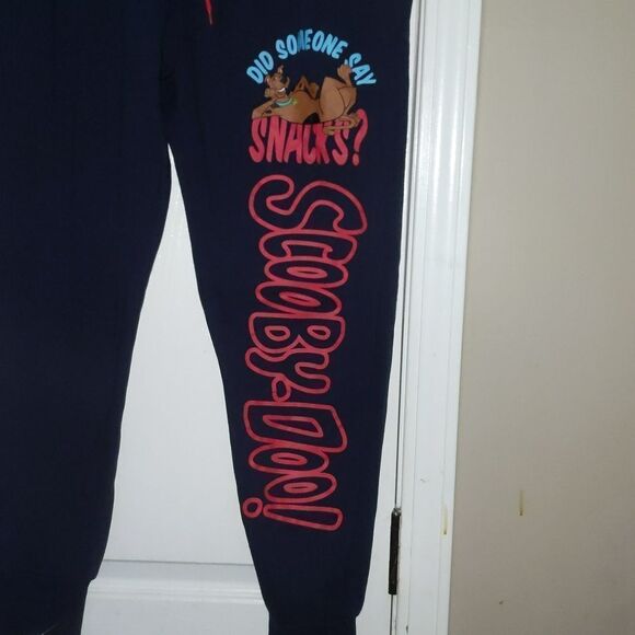 Scooby-Doo navy  jogger sweatpants Did Someone Say Snacks Sz Juniors XL - Picture 2 of 4
